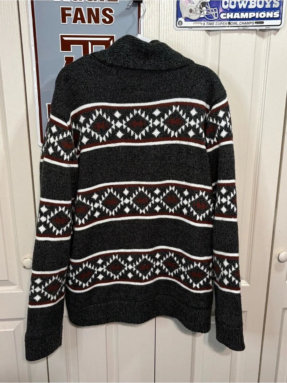 Buffalo David Bitton Charcoal Shawl Collar Patterned Cardigan